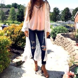 NEW: Off-White Lace Floor Length Kimono